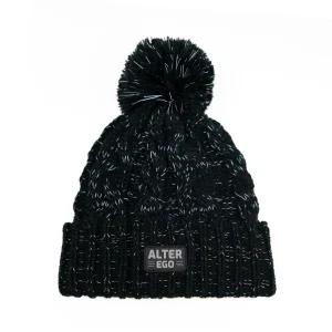 Autumn Collection|Insulated Collection|UNTUCKit Snowbird Black Reflective Pom Beanie